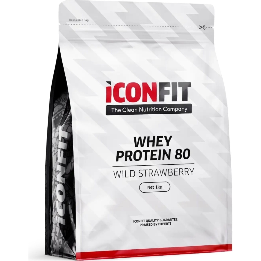 ICONFIT Whey Protein 80 proteiinijauhe, metsämansikka, 1 kg
