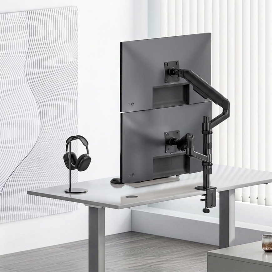 Ergo Office montavimo / laikiklis 2 monitoriams, dujinė spyruoklė, 17"-32", 1-10 kg, matinė juoda, ER-692 B – 3