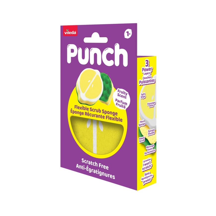 Vileda Punch Flexible Sponge, Lemon, 1 pc. – 3