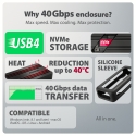 Axagon EEM2-40G USB-C 40Gbps M.2 NVMe SSD Enclosure, ARMORED Aluminum