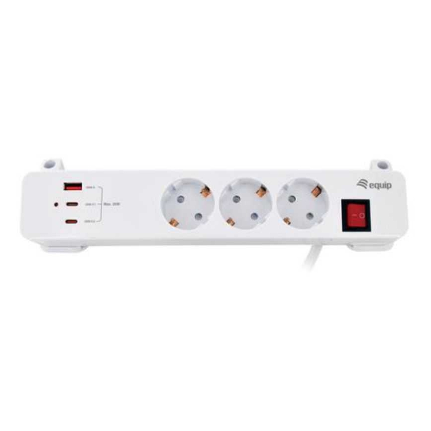 EQUIP 3-išėjimų spaustuvo maitinimo juosta balta – 2