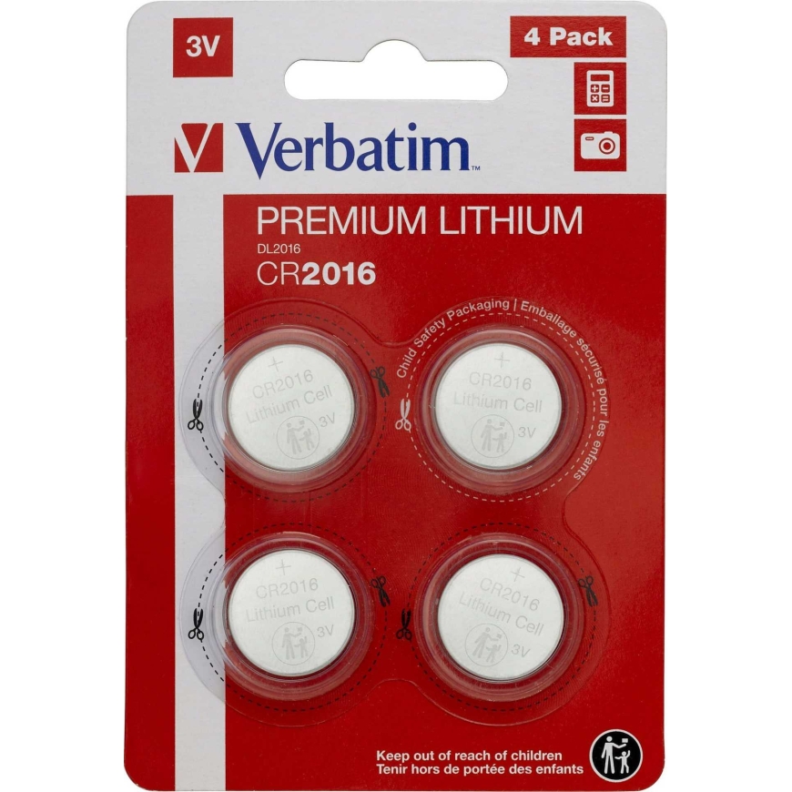 Verbatim Premium Lithium CR2016 Blister 4pcs