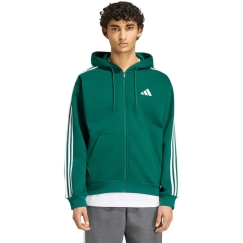 Bluza vyriška adidas Essentials 3-Stripes Fleece Full-Zip Hoodie žalia KZ1412 (S)