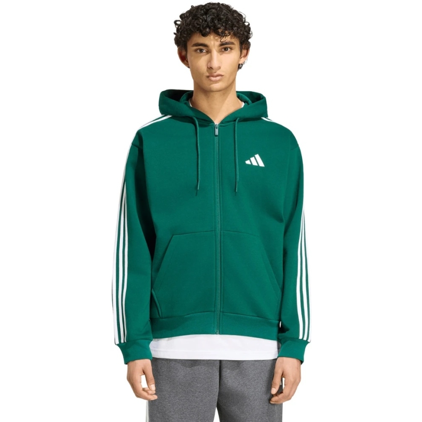 Bluza vyriška adidas Essentials 3-Stripes Fleece Full-Zip Hoodie žalia KZ1412 (S)