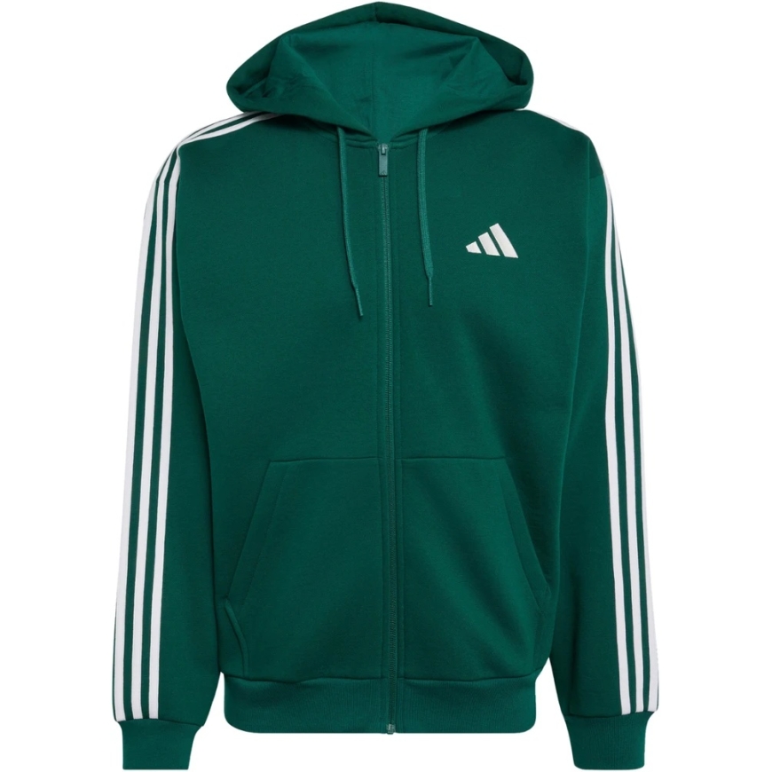 Meeste adidas Essentials 3-Stripes Fleece täispikk kapuutsiga jakk roheline KZ1412 (S) – 2