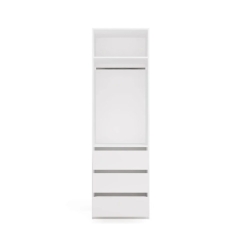 OPENO 1W1P3S WHITE Wardrobe – Modular Wardrobe with Clothes Rail and 3 Drawers