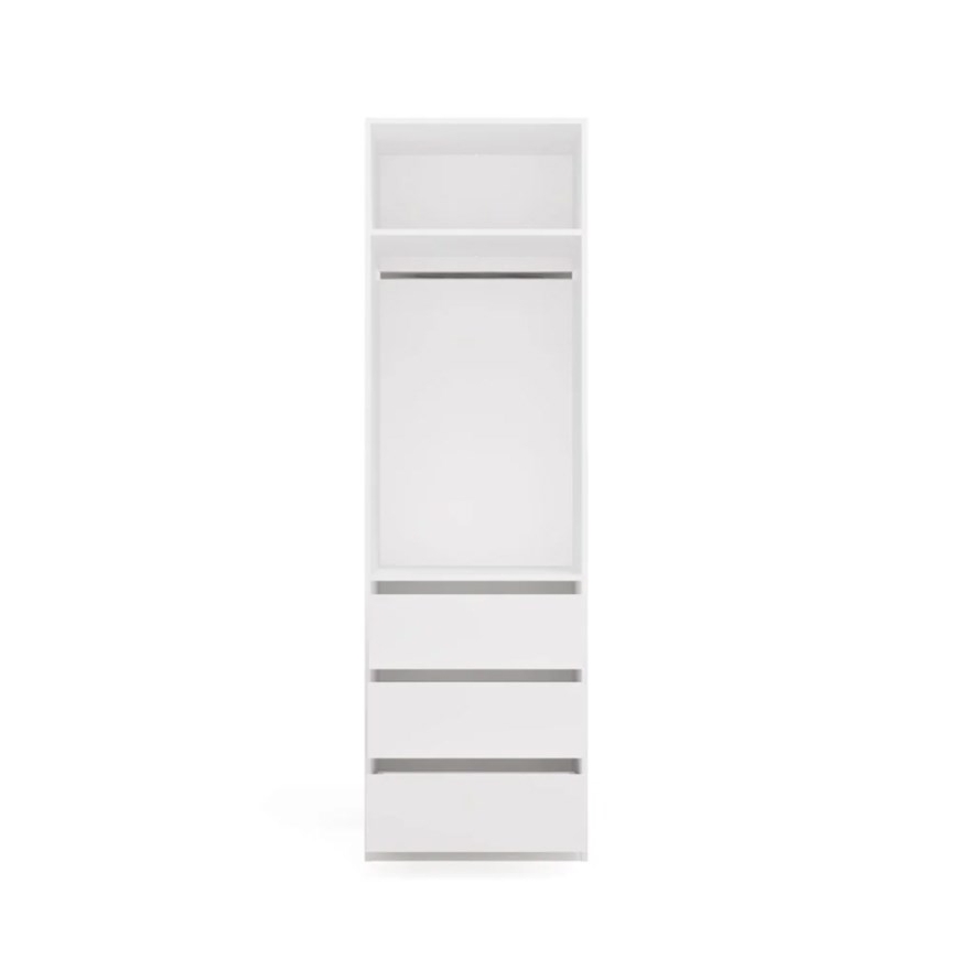 OPENO 1W1P3S WHITE Шкаф – Модульный шкаф с рейлом для одежды и 3 ящиками