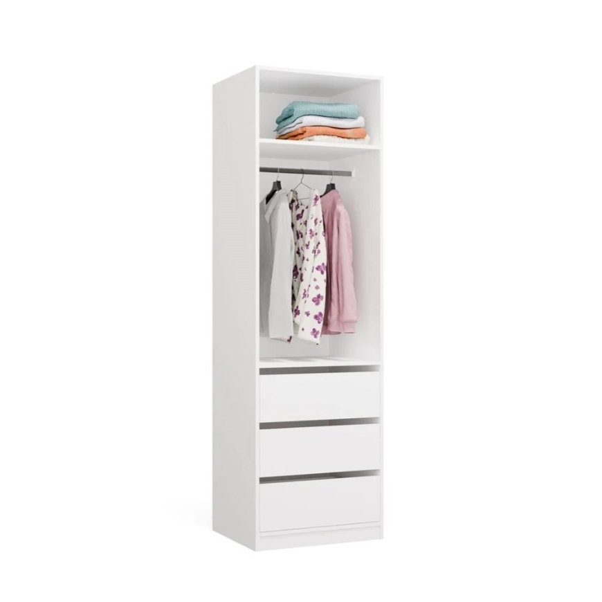 OPENO 1W1P3S WHITE Kapig – Modulaarkapid riidepuu ja 3 sahtliga – 2