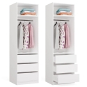 OPENO 1W1P3S WHITE Skapis – Moduļu skapis ar apģērbu stieni un 3 atvilktnēm OPENO 1W1P3S WHITE Skapis – Moduļu skapis ar apģērbu stieni un 3 atvilktnēm