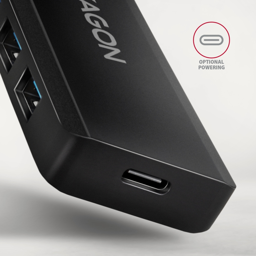 Axagon HUE-C1C хаб-разветвитель USB 3.2 Gen 1 (3.1 Gen 1) Type-C 5000 Мбит/с Черный – 4
