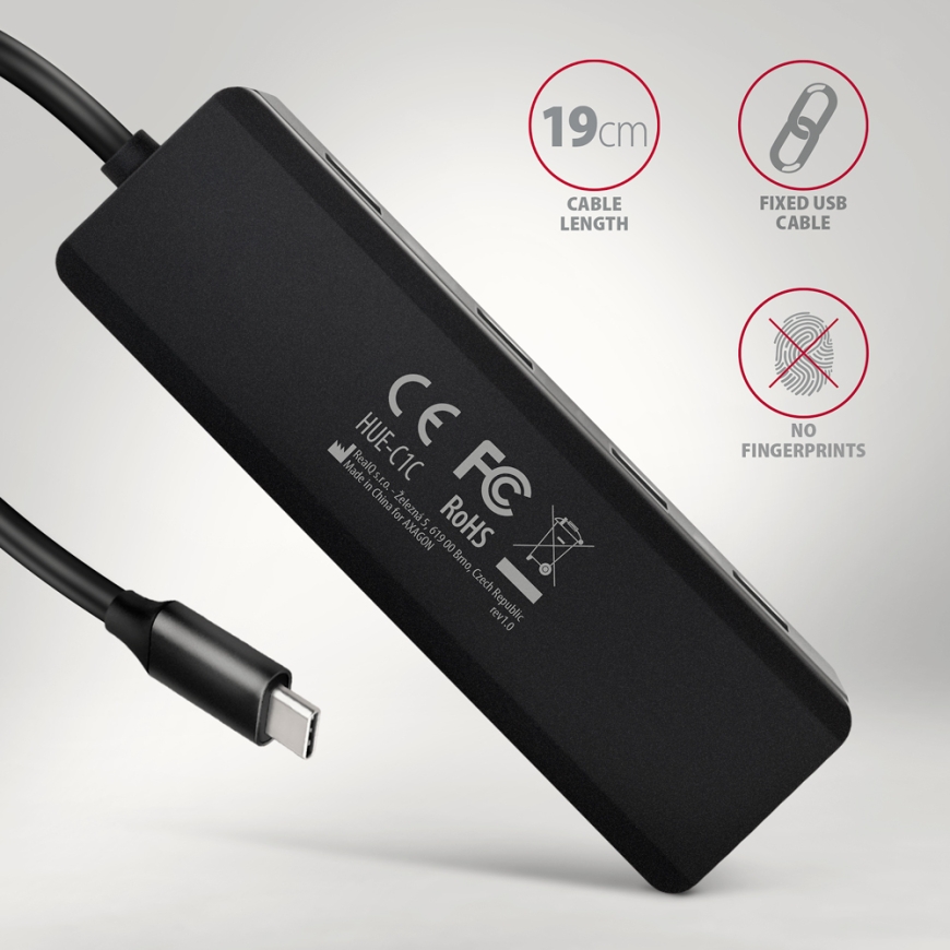 Axagon HUE-C1C interfeisa centrmezgls USB 3.2 Gen 1 (3.1 Gen 1) Type-C 5000 Mbit/s Melns – 5