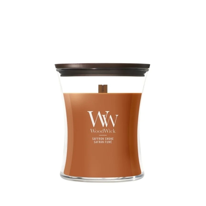 Aromatizētā svece, vidēja WOODWICK Saffron Smoke, 1 gabals