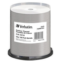 Verbatim CD-R Thermal Printable No ID Brand 700 MB 52x 100 pcs