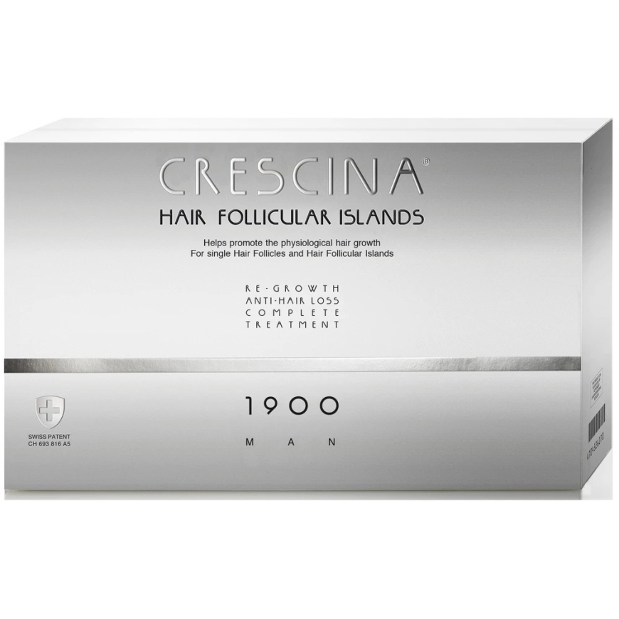 Set Labo Crescina Follicular Islands 1900 Matu augšanu stimulējošās ampulas Pastiprinošs serums galvas ādai vīriešiem 10 + 10 ga – 4
