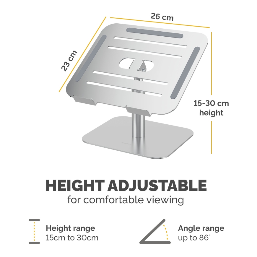 Fellowes Alumia (New) Desk Laptop Stand Silver Sülearvuti alus Hõbe 38,1 cm (15") – 5