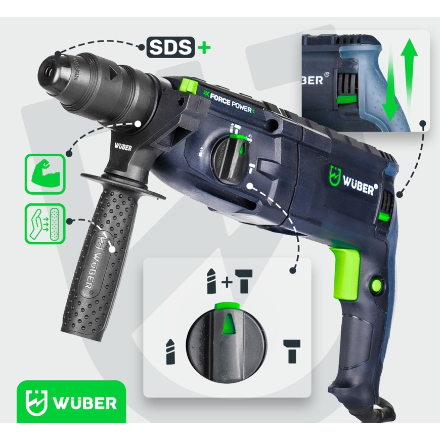 Rotary hammer with 4 J impact energy 2500 W W28920 WUBER – 5