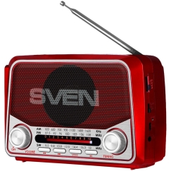 Kõlar SVEN SRP-150, punane (3W, Bluetooth, FM/AM/SW, USB, microSD, taskulamp, aku)