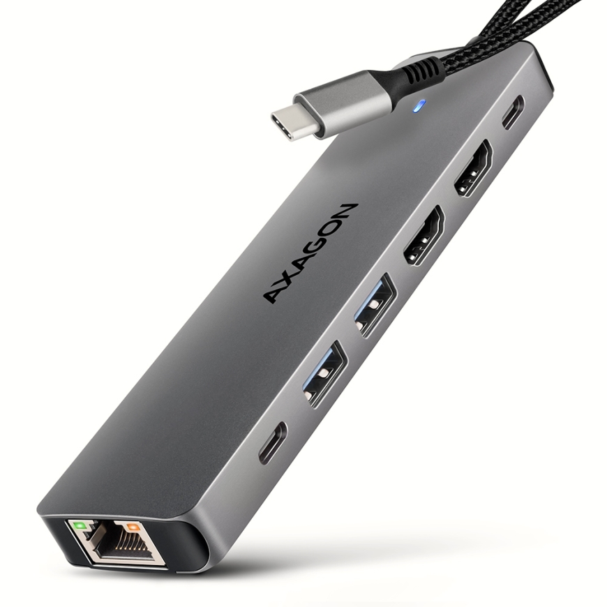 Axagon HMC-7HX2 док-станция для ноутбука Проводная USB 3.2 Gen 1 (3.1 Gen 1) Type-C Серый