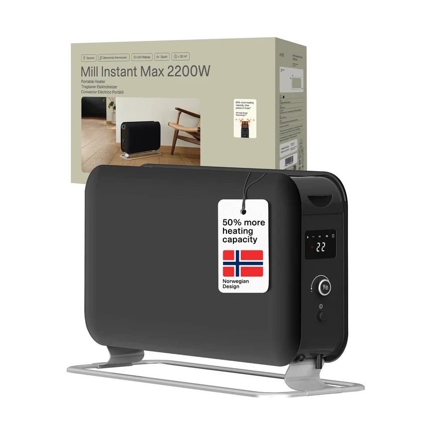 Конвекционный обогреватель Mill CO2200LEDMAX | 2200 Вт | до 30 м² | Черный