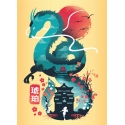 Ravensburger puzzle 3x100 pcs with easel: Ukiyo-e cat warrior, red panda, and dragon
