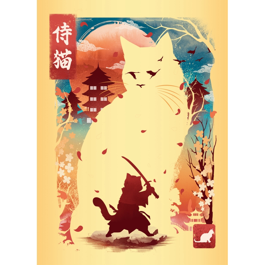 Ravensburger pusle 3x100 tk molbertiga: Ukiyo-e kass-sõdalane, punane panda ja draakon – 3
