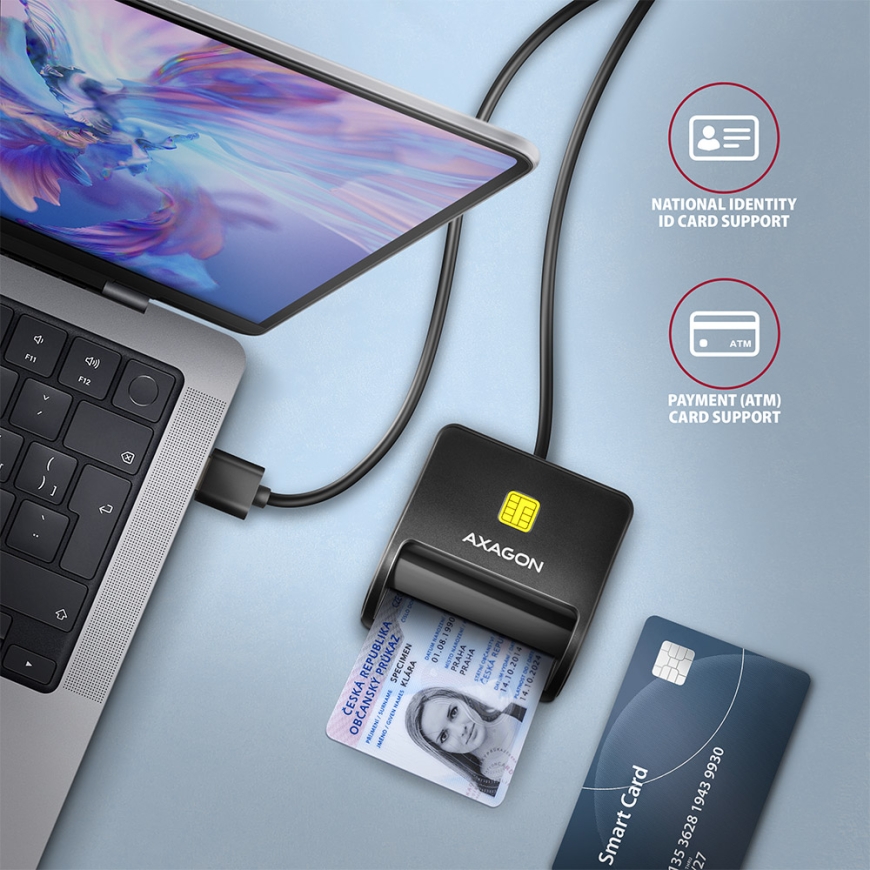 Axagon CRE-SM3SD USB Smart card & SD/microSD/SIM Flat älykortin lukijalaite Sisätila USB 2.0 Musta – 4