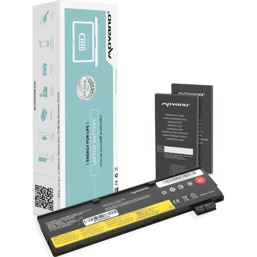 Movano Aku SB10K97582, mõeldud Lenovo ThinkPad T470 T570 jaoks