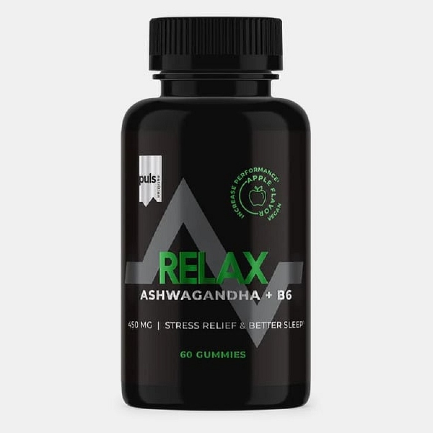 Puls Nutrition Relax Gummies Ashwagandha + B6 närimiskummikud, 60 tk