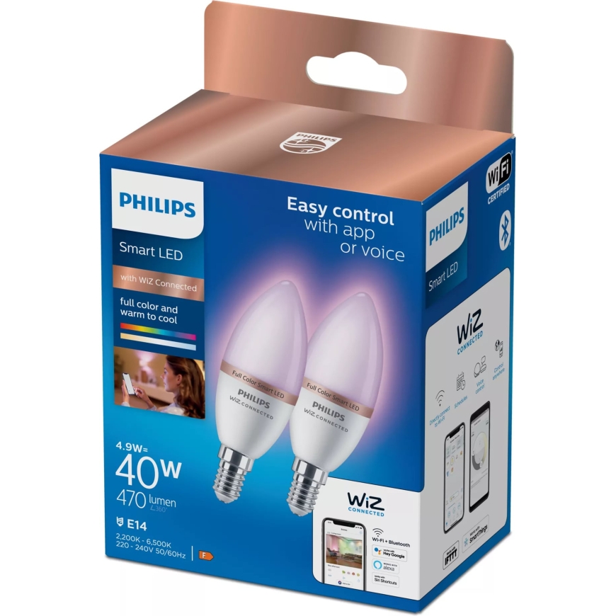 Смарт-лампа Philips Lighting, свеча, E14, 2 шт.