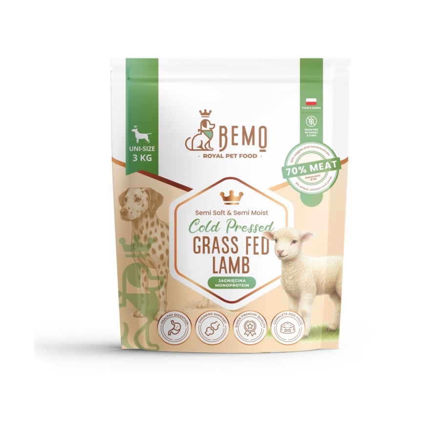 BEMO Cold Pressed Grass Fed Lamb - kuiva koiranruoka - 3 kg