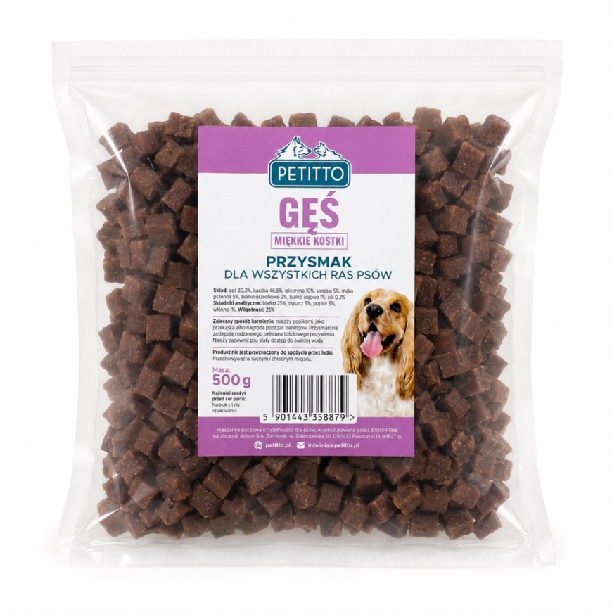 PETITTO Pehmed hane liha kuubikud - koera maius - 500g