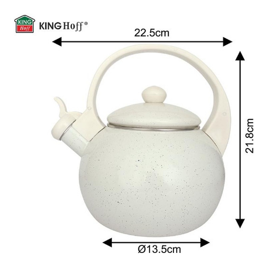 Tējkanna ar svilpi, emaljēts tērauds, balta, 2.2L, KH 2040, King – 4
