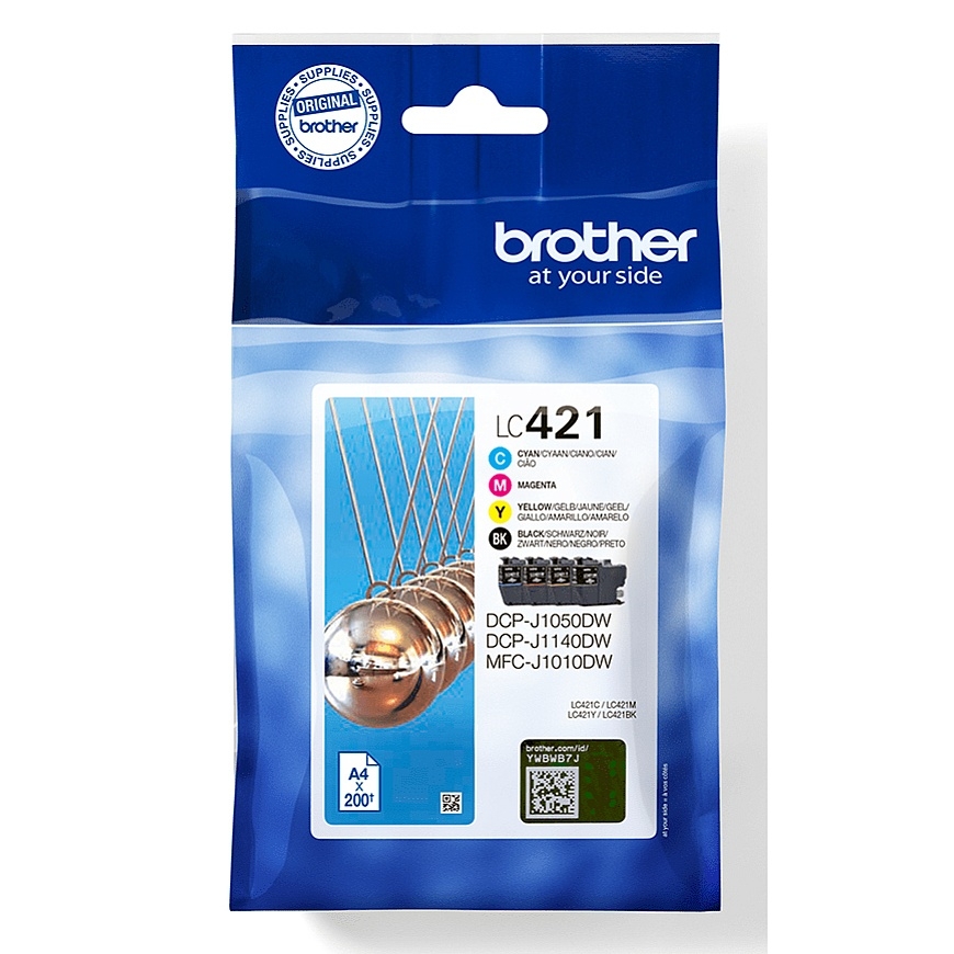 Brother LC-421VAL PagePack 4 tk Originaal Standard Yield Must, Tsüaan, Magenta, Kollane