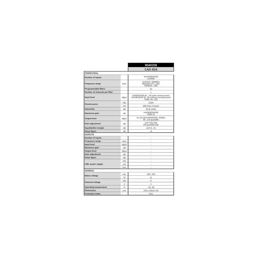 ALCAD CAD-824 4xUHF/BIII programuojamas stiprintuvas – 2