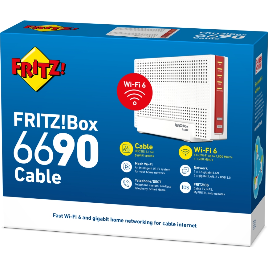 FRITZ!Box 6690 Cable langaton Dual Band WiFi 6 kaapelimodeemi – 4