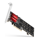Axagon PCEM2-ND PCIe x8 - dual M.2 NVMe M-key slot adapter, RAID, dataswitch, w. SP & LP