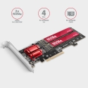 Axagon PCEM2-ND PCIe x8 - dual M.2 NVMe M-key slot adapter, RAID, dataswitch, w. SP & LP