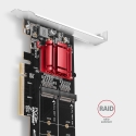Axagon PCEM2-ND PCIe x8 - dual M.2 NVMe M-key slot adapter, RAID, dataswitch, w. SP & LP
