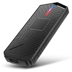 Axagon EEM2-GAM, USB-C 10Gbps - NVMe & SATA SSD GAME M.2 box, bezšroubkový SSD-kotelo Musta