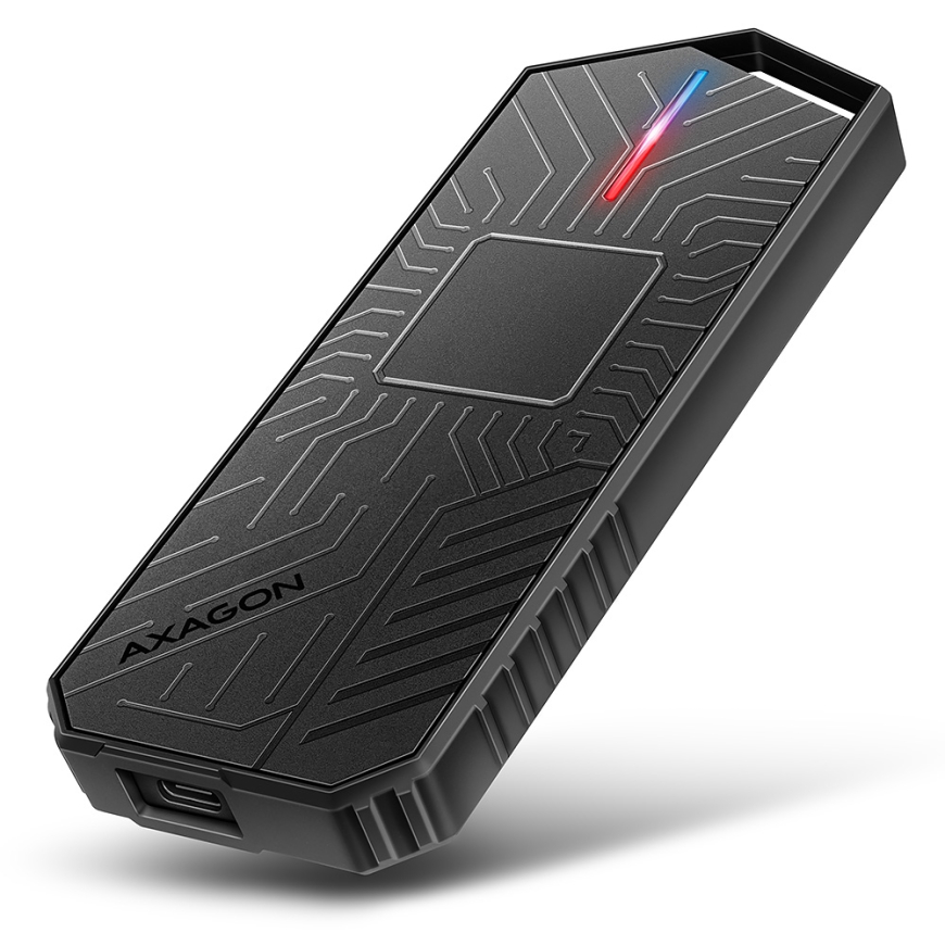 Axagon EEM2-GAM, USB-C 10Gbps - NVMe & SATA SSD GAME M.2 box, bezšroubkový SSD diska korpuss Melns