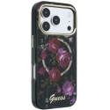 Guess IML Glitter Blossom Roses MagSafe maciņš iPhone 18 Pro Max / 17 Pro Max melns