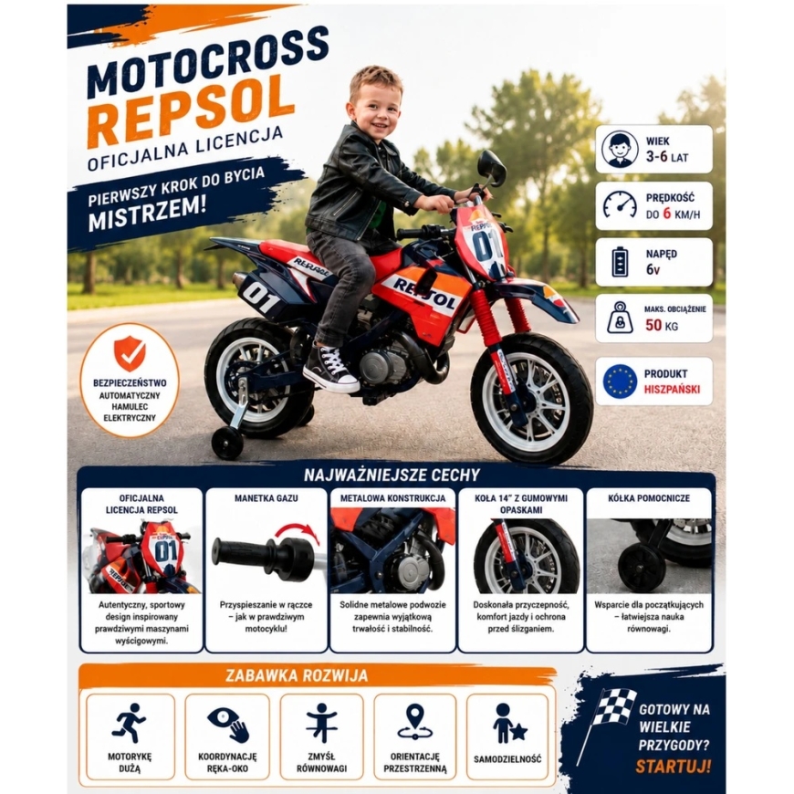 Children's electric motorcycle INJUSA Repsol 6V – 5