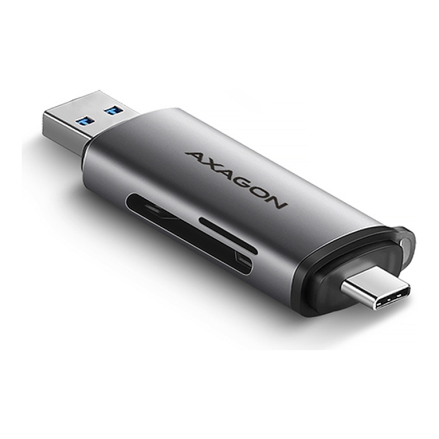 Axagon CRE-SAC kortelių skaitytuvas USB 3.0 Type-A/Type-C Pilka