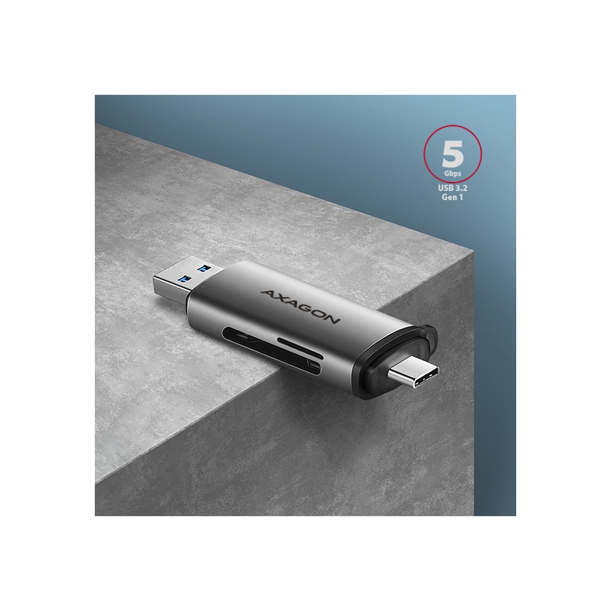 Axagon CRE-SAC karšu lasītājs USB 3.0 Type-A/Type-C Pelēks – 3