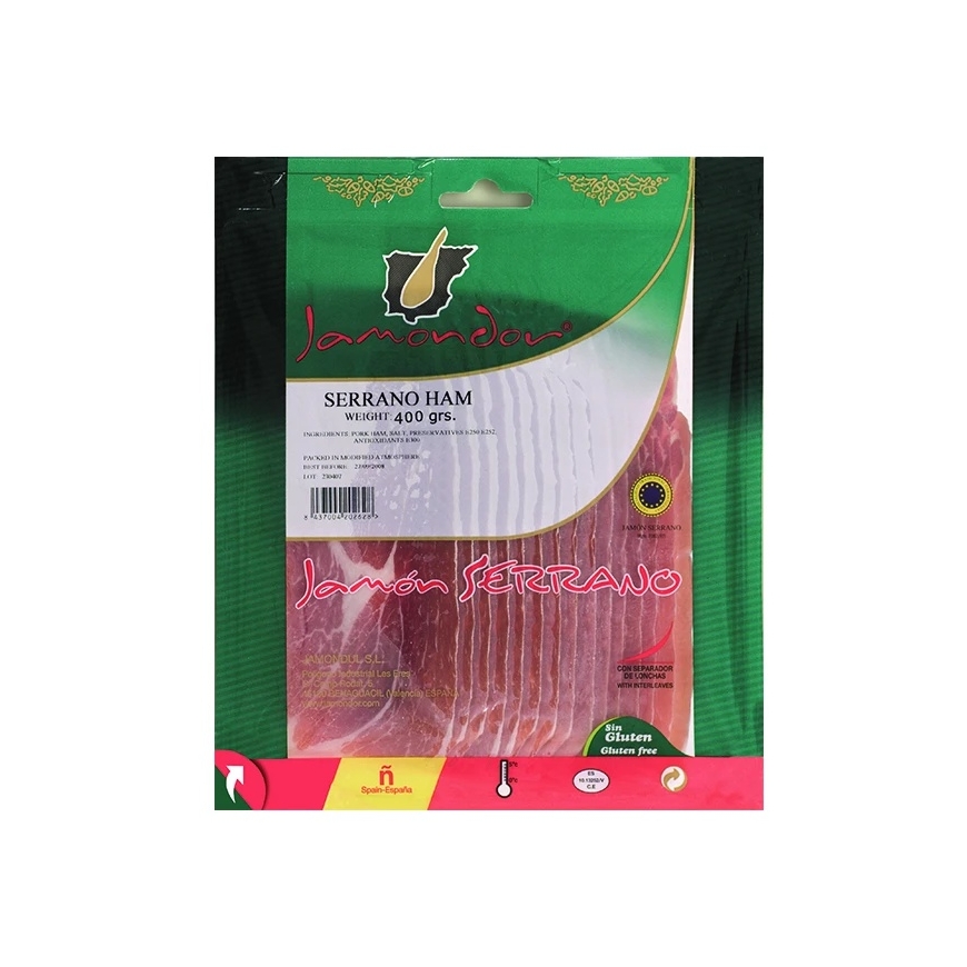 Jamondor Serrano-kinkku, viipaloituna, premium-laatu, 400g