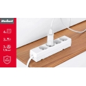 Pikendus, 4 pesa, 3 m, prantsuse tüüp, ilma lülitita (3x1,5 mm), Rebel valge Pikendus, 4 pesa, 3 m, prantsuse tüüp, ilma lülitita (3x1,5 mm), Rebel valge