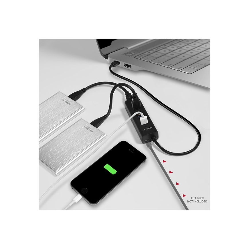 Axagon HUE-S2B sąsajos šakotuvas USB 3.2 Gen 1 (3.1 Gen 1) Type-A 5000 Mbit/ai Juoda – 5