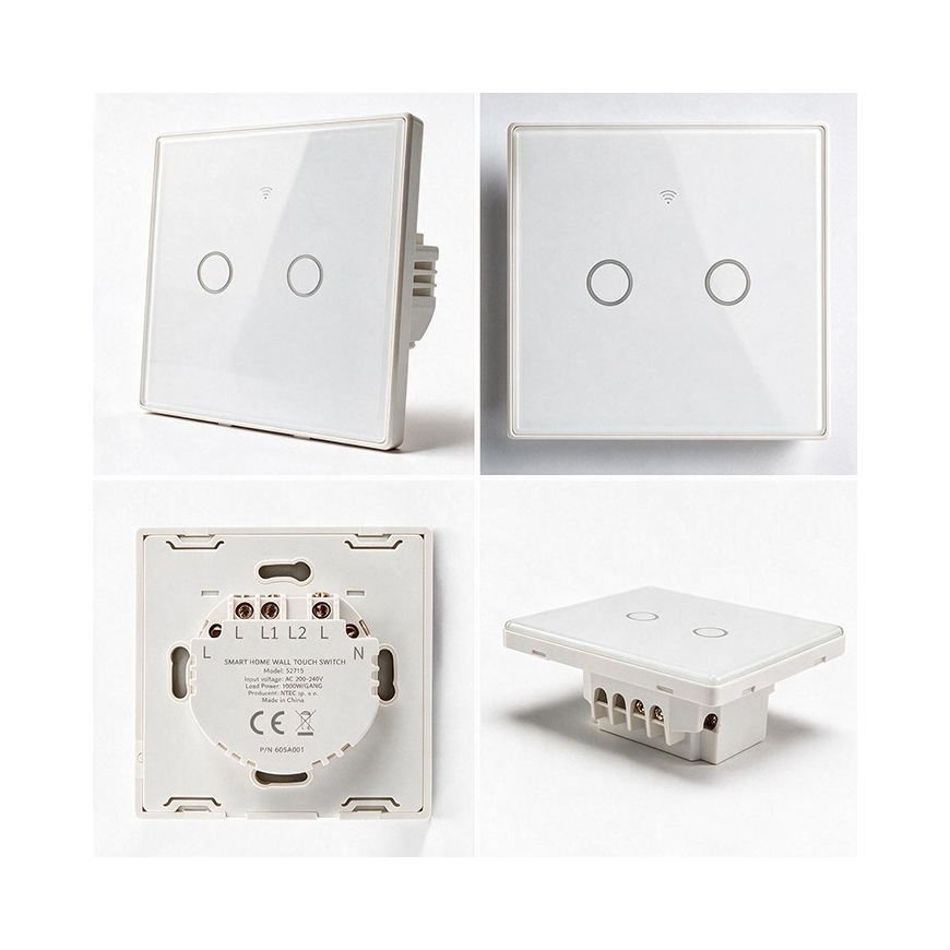 Qoltec 52716 Išmanusis Jutiklinis 2-kanalinis Šviesos Jungiklis | Wi-Fi | Laikmatis | Tuya | Smart Life | Temperuotas Stiklas | – 5