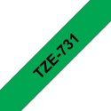 Brother TZE-731 etikettien kirjoitusnauha Musta vihreällä