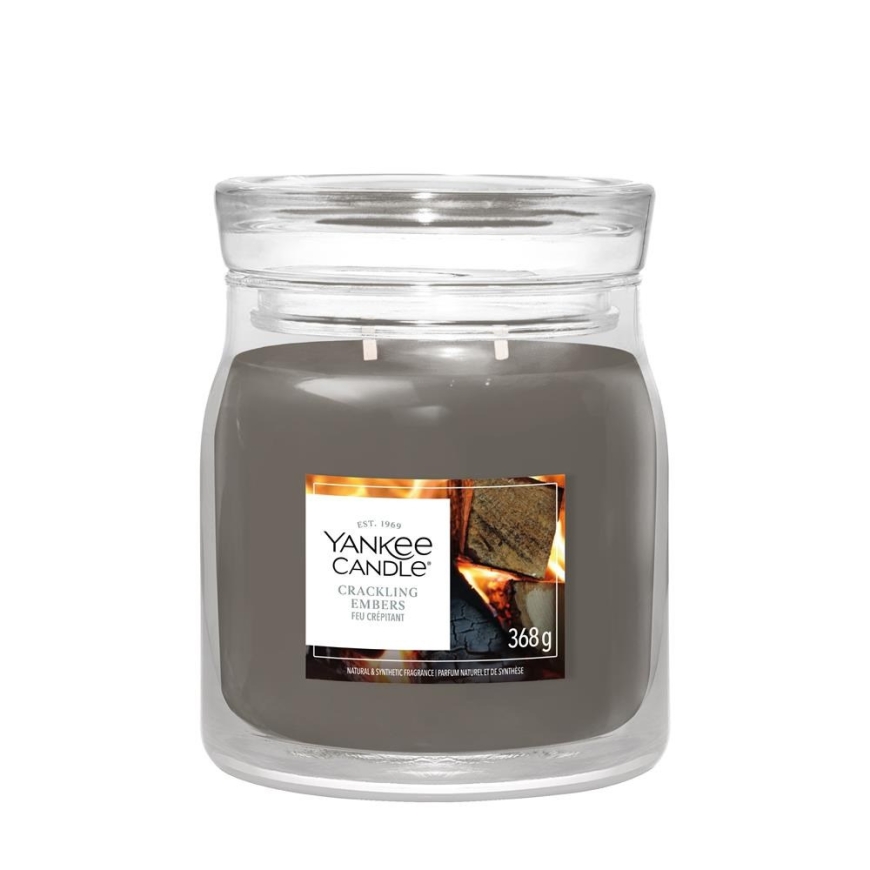 Yankee Candle Crackling Embers vaha küünal puidust silindris hall 1 tk.